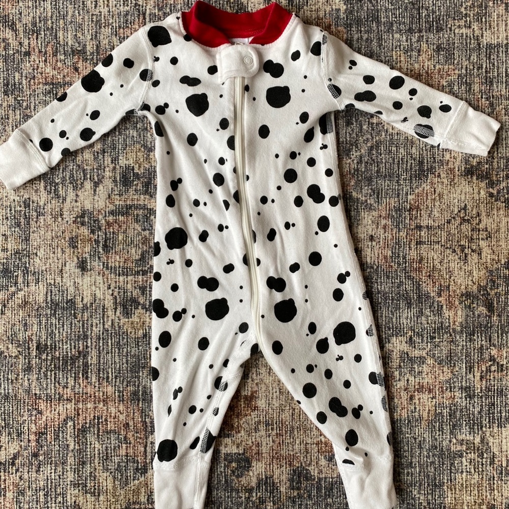 Hanna Andersson Dalmatian Zip Romper 3-6m